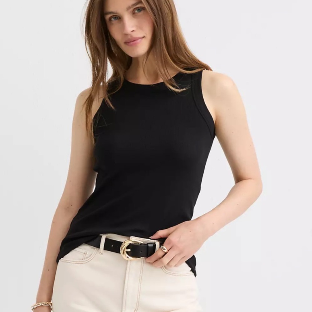 LOFT Black Ribbed Tank Top